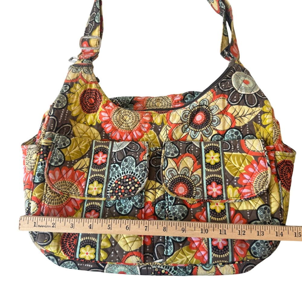 Vera Bradley Cargo Sling Crossbody Bag Cupcakes Green Retired Quilted Floral - Picture 3 of 16